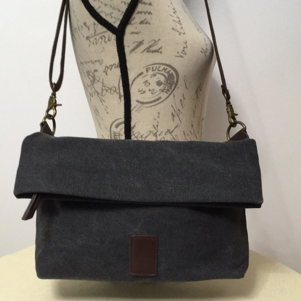 💐2/$25💐 Canvas Unisex Messenger Crossbody Shoulder Hobo Bag Charcoal